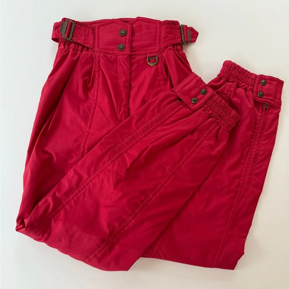 VINTAGE 1980's DESCENTE WOMENS SKI PANTS CRIMSON STYLE #05108 SIZE 26 - Picture 1 of 11